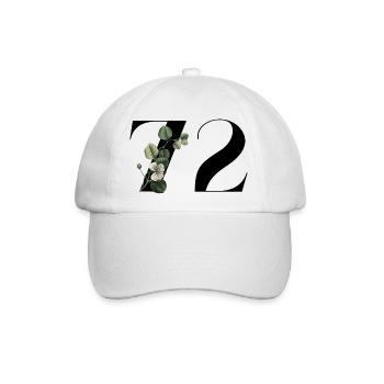 Nummer 72 Blumengrün - 72. Blumengeburtstag - Baseballkappe - Weiß/Weiß - Vorne
