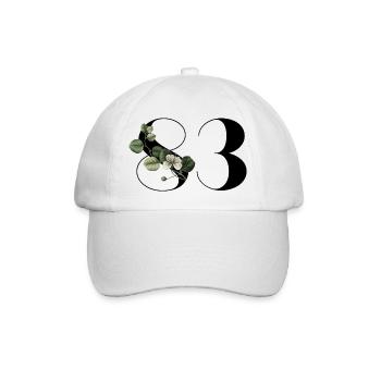 Nummer 83 Blumengrün - 83. Blumengeburtstag - Baseballkappe - Weiß/Weiß - Vorne
