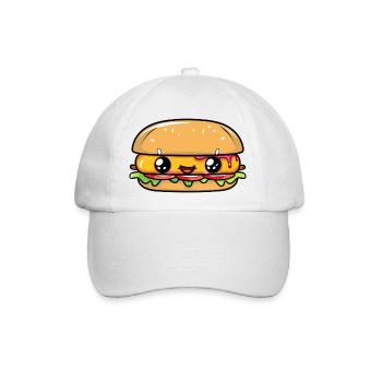 Burger mit Gesicht - Baseballkappe - Weiß/Weiß - Vorne