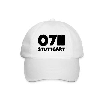 0711 Vorwahl Stuttgart Neckar Schwaben - Baseballkappe - Weiß/Weiß - Vorne