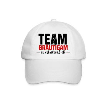 JGA team bräutigam - es eskaliert eh - Baseballkappe - Weiß/Weiß - Vorne