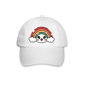 Kawaii Niedlicher Regenbogen - Baseballkappe - Weiß/Weiß - Vorne