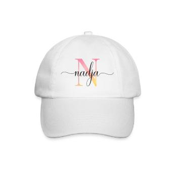 N | Monogramm | Name | Nadja |Watercolor - Baseballkappe - Weiß/Weiß - Vorne
