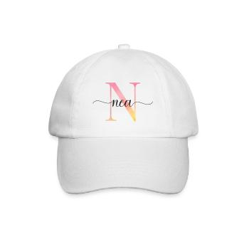N | Monogramm | Name | Nea |Watercolor - Baseballkappe - Weiß/Weiß - Vorne