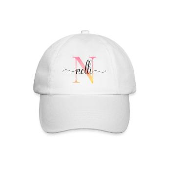 N | Monogramm | Name | Nelli |Watercolor - Baseballkappe - Weiß/Weiß - Vorne