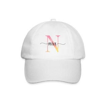 N | Monogramm | Name | Nia |Watercolor - Baseballkappe - Weiß/Weiß - Vorne