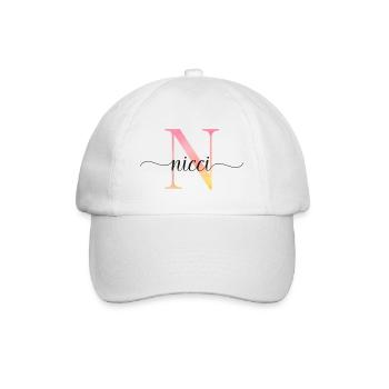 N | Monogramm | Name | Nicci |Watercolor - Baseballkappe - Weiß/Weiß - Vorne