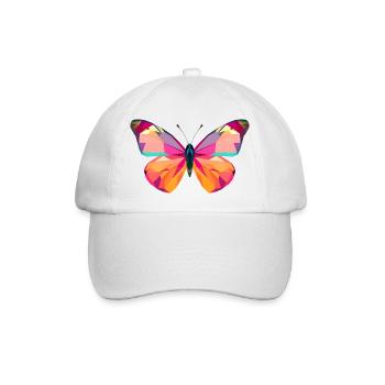 Lebendige Schmetterlingsflügel im Low Poly Stil - Baseballkappe - Weiß/Weiß - Vorne