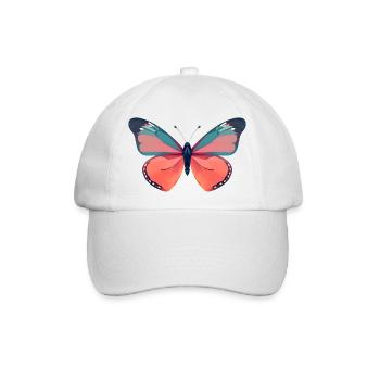 Lebendiger Schmetterling mit orangefarbenen Flügeln - Baseballkappe - Weiß/Weiß - Vorne