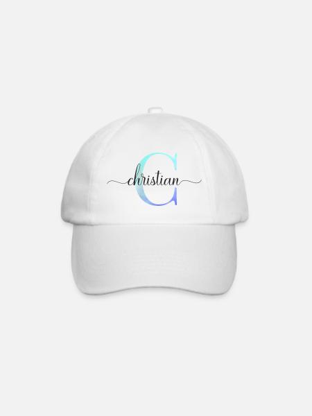 C| Monogramm | Name | Christian| Watercolor - Baseballkappe - Weiß/Weiß