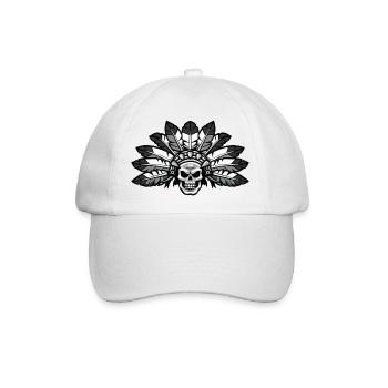 indianer aztek skull - Baseballkappe - Weiß/Weiß - Vorne