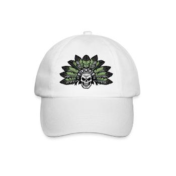 Indianer Aztek Skull - Baseballkappe - Weiß/Weiß - Vorne