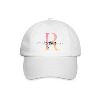 R | Monogramm | Name | Regina |Watercolor - Baseballkappe - Weiß/Weiß - Vorne