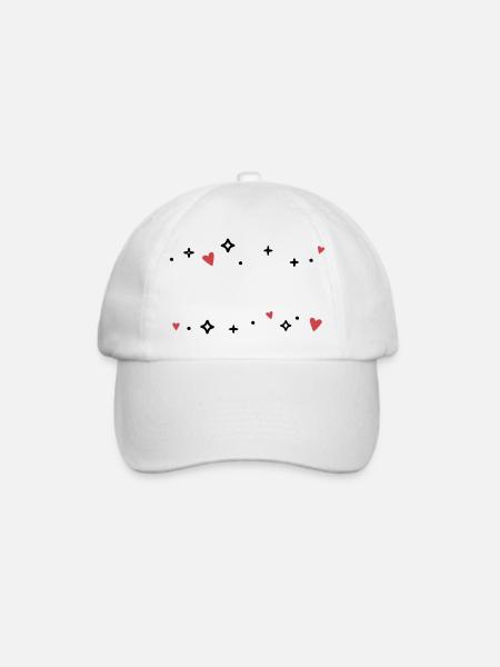 Herzen Sternchen Glitzer - Baseballkappe - Weiß/Weiß