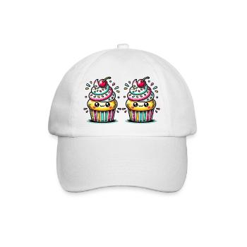 Cupcake Comic - Baseballkappe - Weiß/Weiß - Vorne