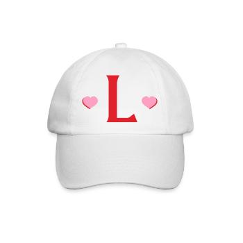 Buchstabe l rote Herzen - Baseballkappe - Weiß/Weiß - Vorne