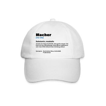 Macher – Der Chef unter den Machern - Baseballkappe - Weiß/Weiß - Vorne