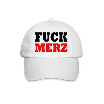 fuck merz - Baseballkappe - Weiß/Weiß - Vorne
