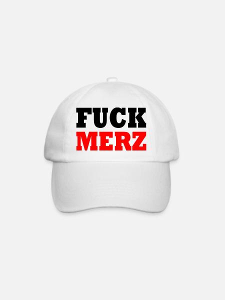 fuck merz - Baseballkappe - Weiß/Weiß