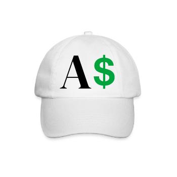 Dollar-Buchstabe - Baseballkappe - Weiß/Weiß - Vorne