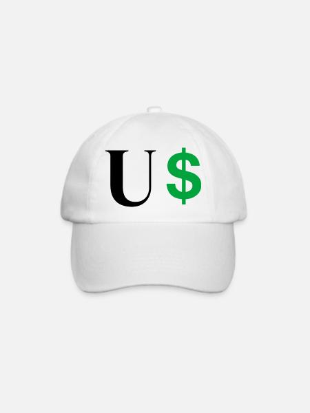 Buchstabe u Dollar - Baseballkappe - Weiß/Weiß