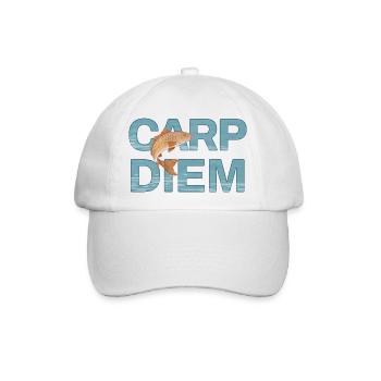Carp Diem – Lustiges Fisch-Wortspiel für Väter - Baseballkappe - Weiß/Weiß - Vorne