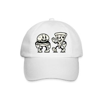 burger pizza comic - Baseballkappe - Weiß/Weiß - Vorne