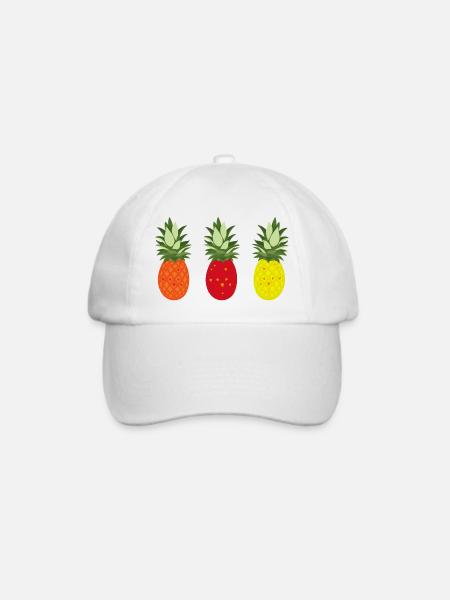 Bunte Ananas Muster für Sommer und Freizeit - Baseballkappe - Weiß/Weiß