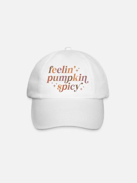 Feelin' Pumpkin Spicy Textdesign - Baseballkappe - Weiß/Weiß
