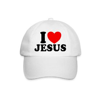 Ich liebe Jesus, christlicher Glaube, Kirche, Bibe - Baseballkappe - Weiß/Weiß - Vorne