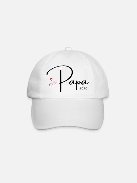 Papa 2026 Baby News Schwanger werdender Vater - Baseballkappe - Weiß/Weiß