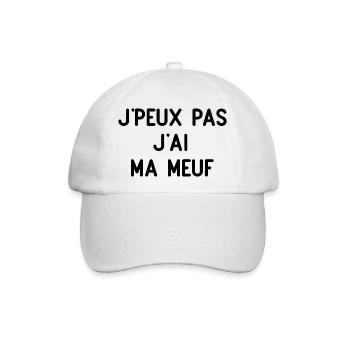 Ich kann nicht, ich habe mein Mädchen - Baseballkappe - Weiß/Weiß - Vorne