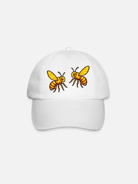 Leuchtende Honigbienen - Baseballkappe - Weiß/Weiß