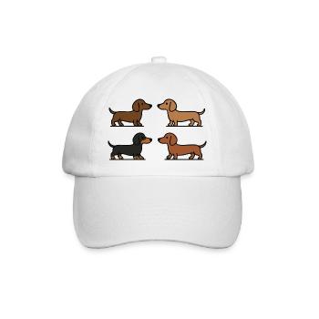 Niedlicher Dackel-Hund-Illustration minimalistischer Stil - Baseballkappe - Weiß/Weiß - Vorne