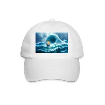 Odysseus flieht vor Charybdis, dem lebenden Strudel - Baseballkappe - Weiß/Weiß - Vorne