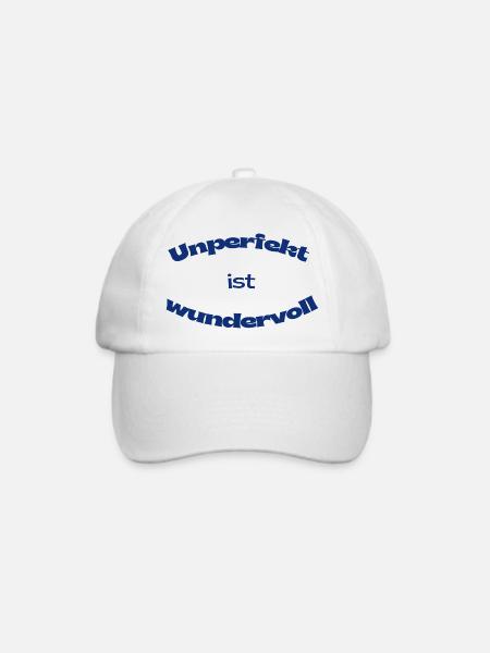 Unperfekt ist wundervoll – Statement Design - Baseballkappe - Weiß/Weiß