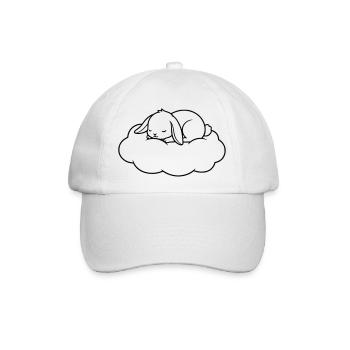 Schlafender Hase Wolke Outline Vektor - Baseballkappe - Weiß/Weiß - Vorne