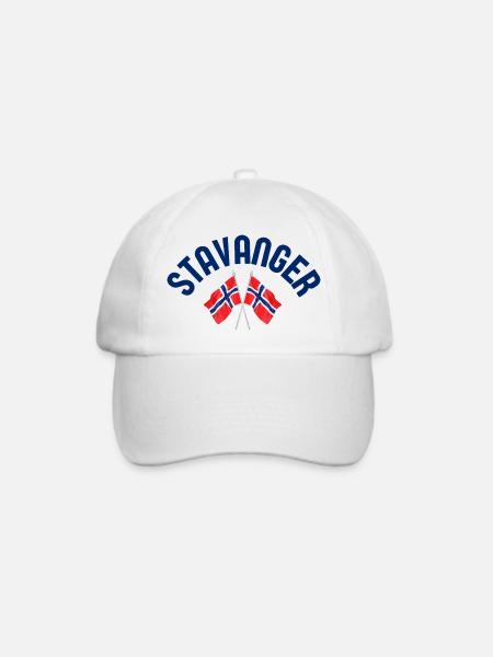 Stavanger-Norwegen-Flaggen - Baseballkappe - Weiß/Weiß