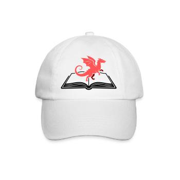 Drache auf Buch Fantasy - Baseballkappe - Weiß/Weiß - Vorne