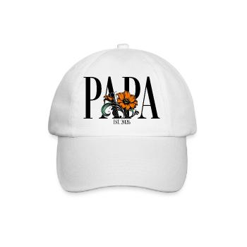 Papa – Vintage Blumen Design Geschenkidee - Baseballkappe - Weiß/Weiß - Vorne