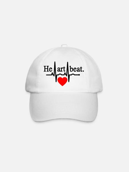 Heartbeat - Schwarz - Baseballkappe - Weiß/Weiß