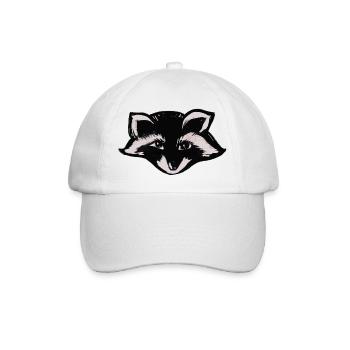 Mitternachts-Waschbärkopf - Baseballkappe - Weiß/Weiß - Vorne