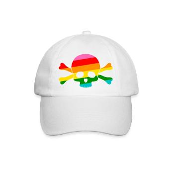 Regenbogen Totenkopf - Baseballkappe - Weiß/Weiß - Vorne