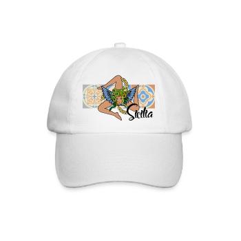Sizilien Trinacria - Baseballkappe - Weiß/Weiß - Vorne