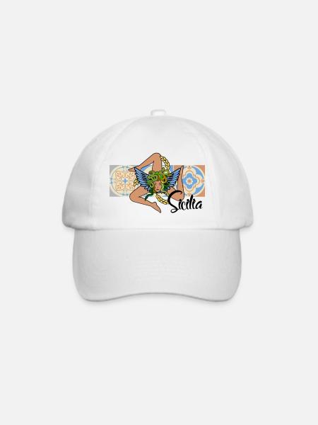 Sizilien Trinacria - Baseballkappe - Weiß/Weiß