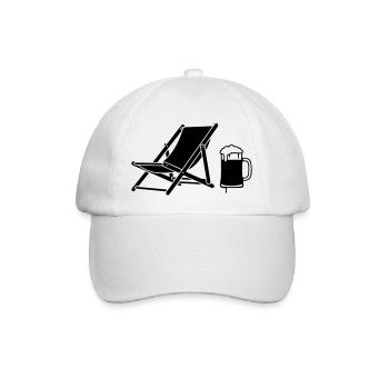 Liegestuhl Bier Urlaub Icon - Baseballkappe - Weiß/Weiß - Vorne