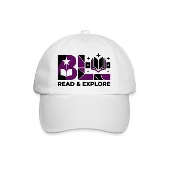 Read Explore Buch Typografie - Baseballkappe - Weiß/Weiß - Vorne