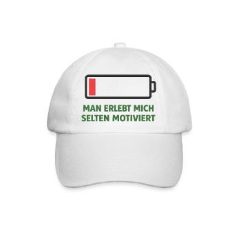 Batterie leer Motivation rar - Baseballkappe - Weiß/Weiß - Vorne