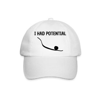 Ich hatte Potenzial für unkonventionellen grafischen Humor - Baseballkappe - Weiß/Weiß - Vorne