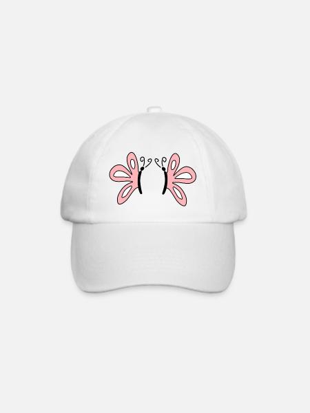 Rosa Schmetterlinge pastell Geschenk für sie - Baseballkappe - Weiß/Weiß